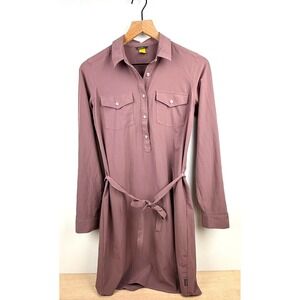 Eddie Bauer Women's XS Mauve Long Sleeve Utility Shirt Dress‎ Belted
